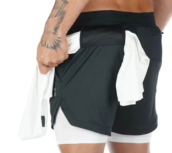 Short de course 2 en 1 pour hommes